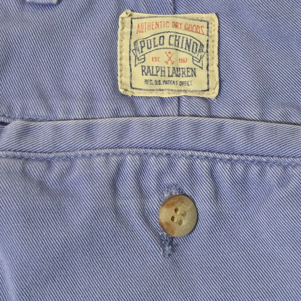 Polo Ralph Lauren Chino Shorts Men 36 Blue Pleated Cotton Twill Made in USA